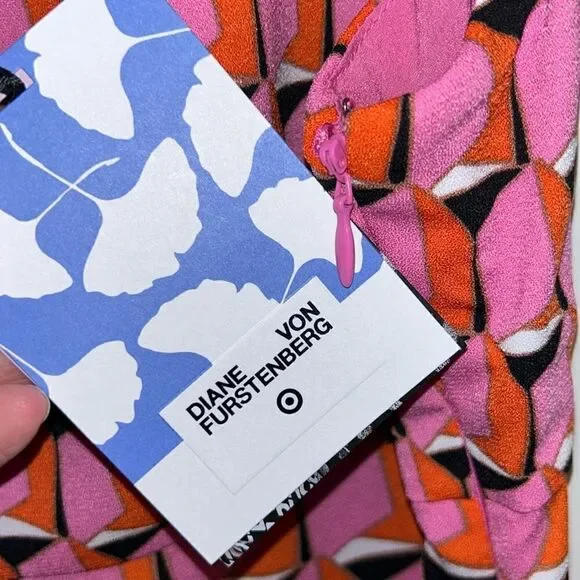 DVF Geometric Pink Shift Dress 👗 Designer 👩‍🎨 Luxury. 🌸Shine✨Like the Sun ☀️ - Picture 10 of 17